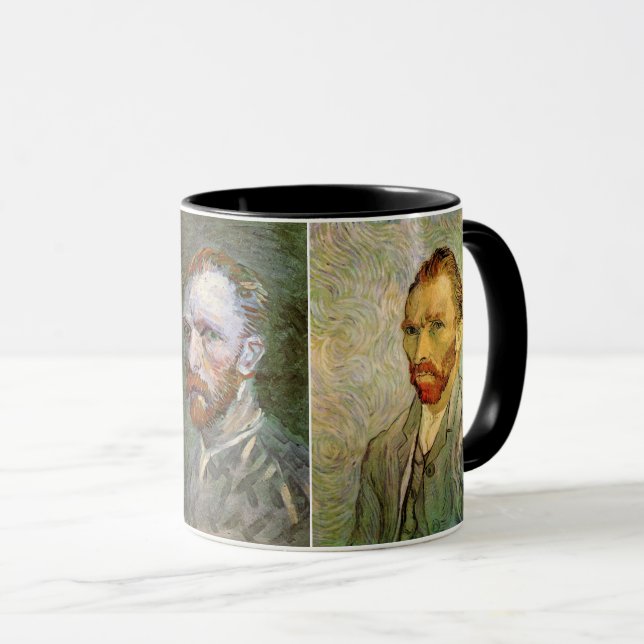 Caneca 3 pinturas autorretratos diferentes de Van Gogh (Frente Esquerda)
