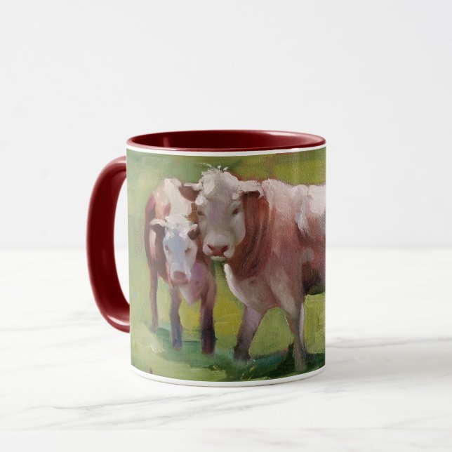Caneca 3 vacas em uma paisagem (Frente Esquerda)