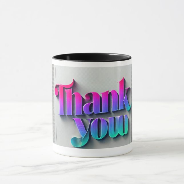 Caneca 3D vibrante Obrigado (Centro)