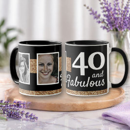 Caneca 40 e Fabuloso aniversário de 40 anos de Foto Glitt