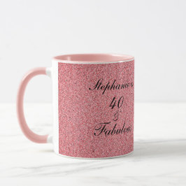 Caneca 40 E Fabuloso Rosa De Aniversário, Rosa, Bonito