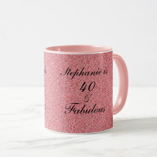 Caneca 40 E Fabuloso Rosa De Aniversário, Rosa, Bonito