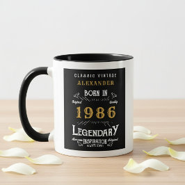 Caneca 40th Birthday 1986 Legend Retro Black Personalized