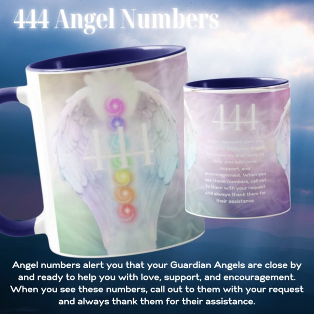 Caneca 444 Números de anjo Chakra Angels Wings Café Mug (Criador carregado)