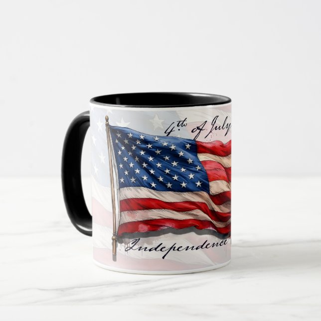 Caneca 4 de Julho – Celebre com a Bandeira dos EUA (Frente Esquerda)