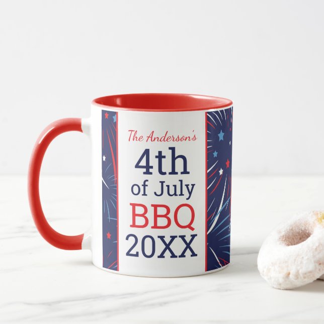 Caneca 4 de julho de CHURRASCO, reunião familiar personal (Com Donut)