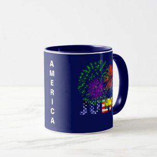 Caneca 4 de julho e fogos de artifício
