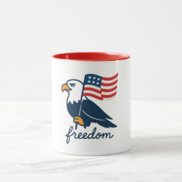 Caneca 4 de julho Freedom Mug com American Flag & Bald