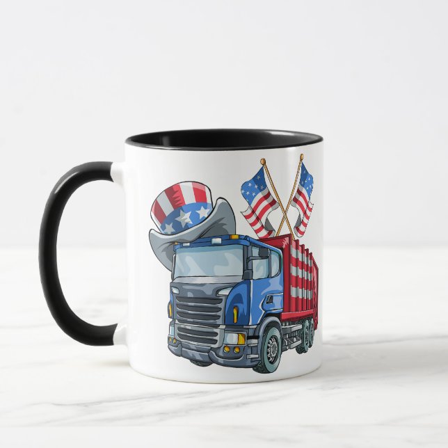 Caneca 4 de julho Lixo Caminhão Engraçado Camisas Engraça (Esquerda)