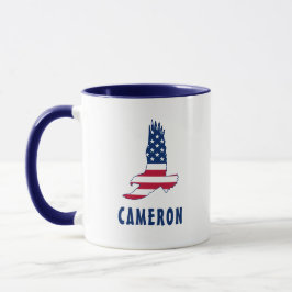 Caneca 4 de julho Nome USA Flag American Eagle America