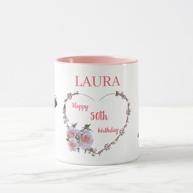 Caneca 50º aniversário Bonito cor-de-rosa (Centro)