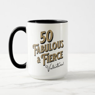 Caneca 50 e Fabuloso Aniversário Preto e Dourado