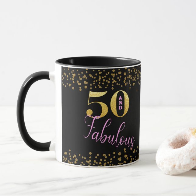 Caneca 50 e Fabuloso Dourado, preto-rosa, dia B (Com Donut)