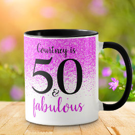 Caneca 50 e fabuloso nome de script de configuração rosa-