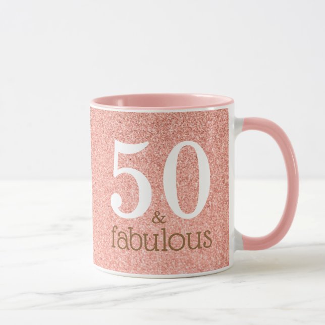 Caneca 50 e Fabuloso Rosa Dourado 50º aniversário rosa (Direita)