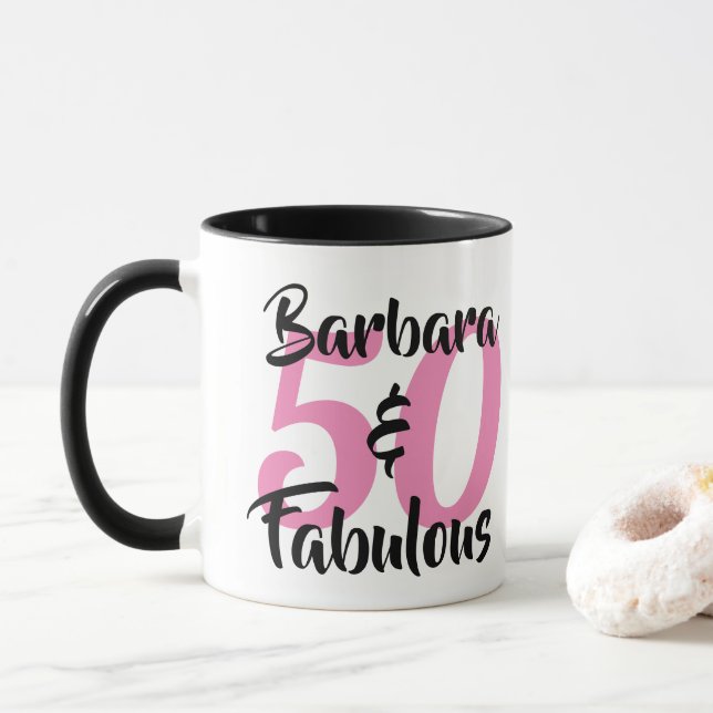 Caneca 50 e Festa de aniversário personalizada fabulosa (Com Donut)