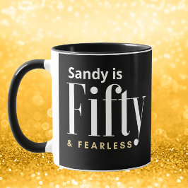 Caneca 50 e imbecil, Elegante moderno preto, personalizad