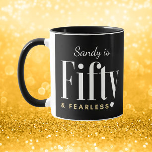 Caneca 50 e imbecil, Elegante moderno preto, personalizad