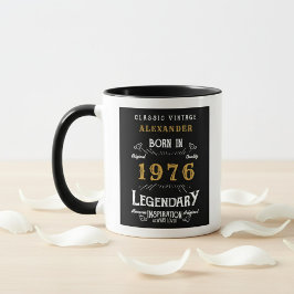 Caneca 50th Birthday 1976 Legend Retro Black Personalized