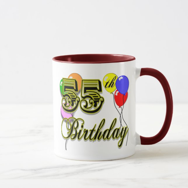 Caneca 55th celebração feliz do aniversário (Direita)