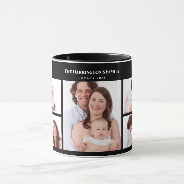 Caneca 5 Seções Foto Personalizada Quadro Preto Elegante  (Centro)
