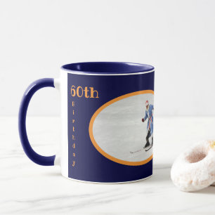 Caneca 60º Aniversário Modelo de Fotografia Texto Azul