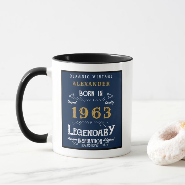 Caneca 60º Aniversário Nascer 1963 Legenda Retroativa Azu (Com Donut)