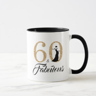 Caneca 60 e aniversário do brilho Dourado fabuloso 60th