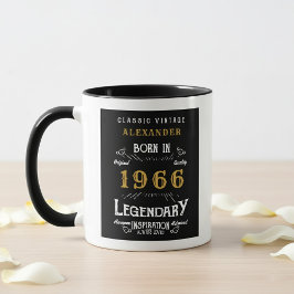 Caneca 60th Birthday 1966 Legend Retro Black Personalized