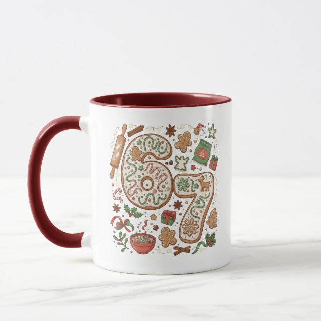 Caneca 67 Funny 6 7 Six Seven Gingerbread Cookie Holiday (Esquerda)
