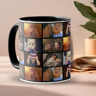 Caneca 6 Padrão de Foto da Família de Colagem de Fotos