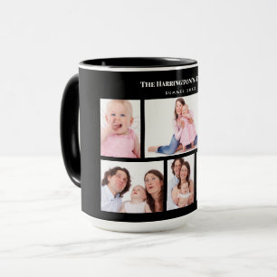 Caneca 6 Seções Foto Personalizada Quadro Preto Elegante 