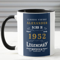 70 Birthday 1952 Add Name Vintage Blue Dourado