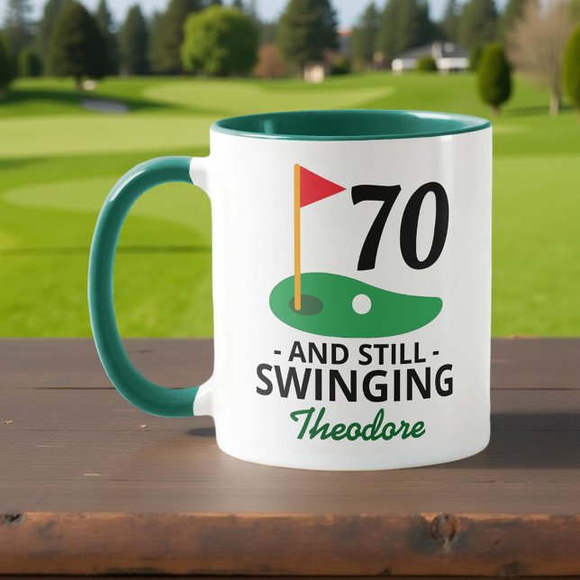 Caneca 70 e ainda balançando, 70 engraçado Golfer de Aniv (Criador carregado)