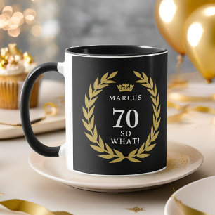 Caneca 70 E daí Coroa de Louros Divertida 70º Aniversário