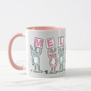 Caneca 7 Letra Name com coelhos Café Mug