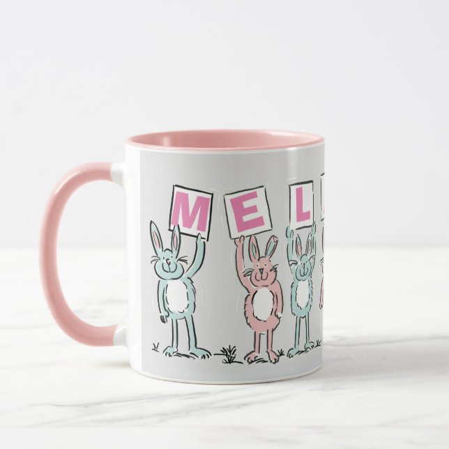 Caneca 7 Letra Name com coelhos Café Mug (Esquerda)