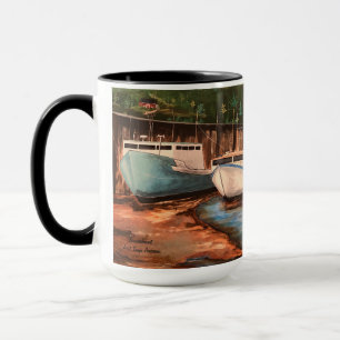 Caneca A Aldeia De Pesca Original Pintou Trabalho de arte