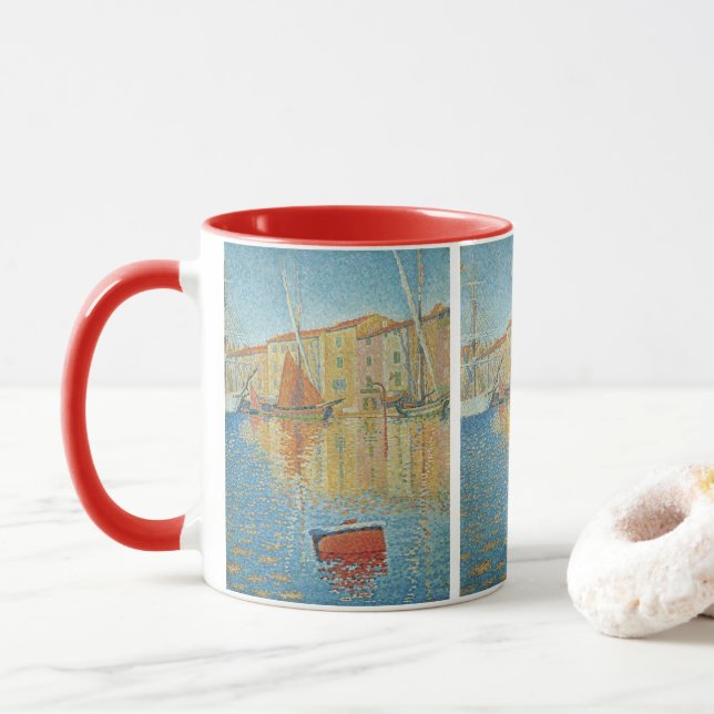 Caneca A boia vermelha de Paul Signac, Pointilismo da Vin (Com Donut)