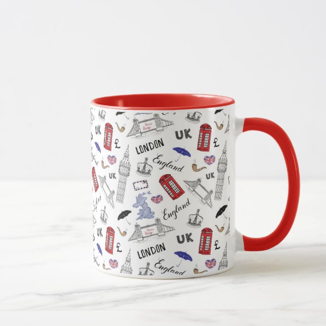 Caneca A cidade de Londres Doodles o teste padrão (Direita)