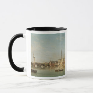 Caneca A construção da ponte de Westminster com um