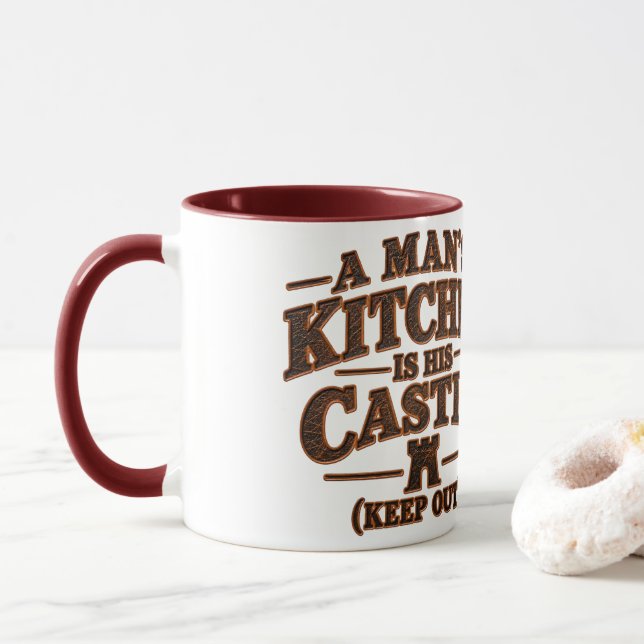 Caneca A Cozinha de um Homem é seu Castelo (Com Donut)