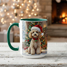 Caneca A Cute Festive Poodle Personalized Christmas