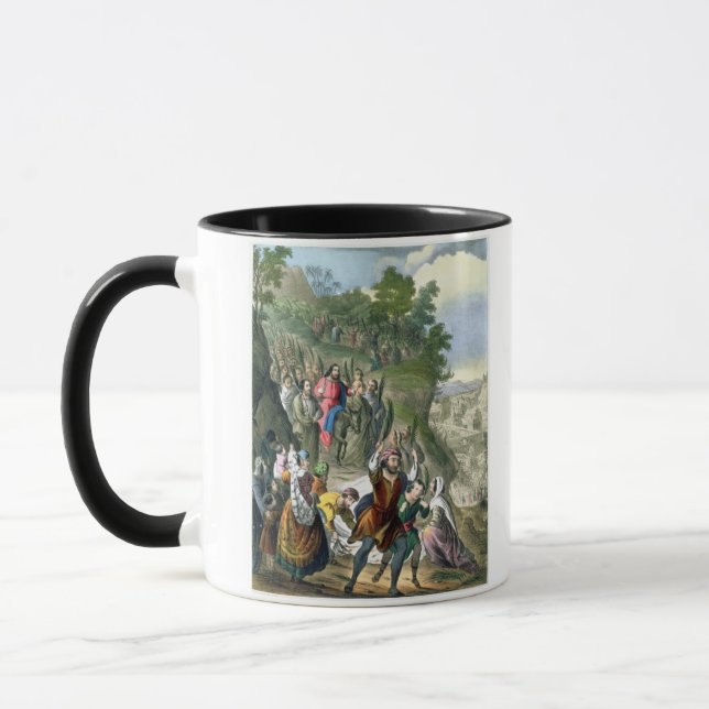 Caneca A entrada triunfal do cristo em Jerusalem, de um (Esquerda)