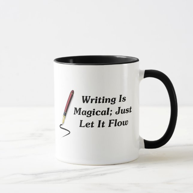 Caneca A escrita é mágica; Apenas deixe-a fluir (Direita)