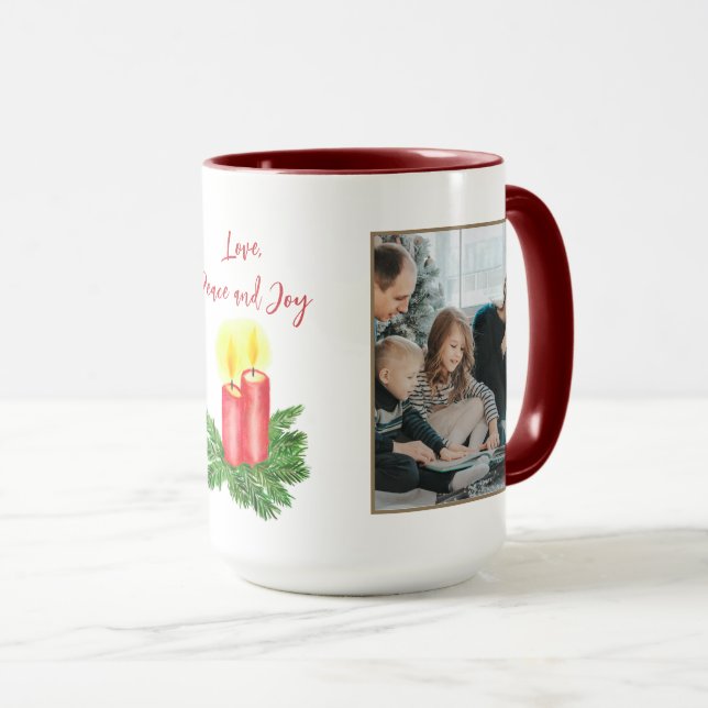 Caneca A Espírito da Vela de Natal Amor e Paz 2 Foto (Frente Esquerda)