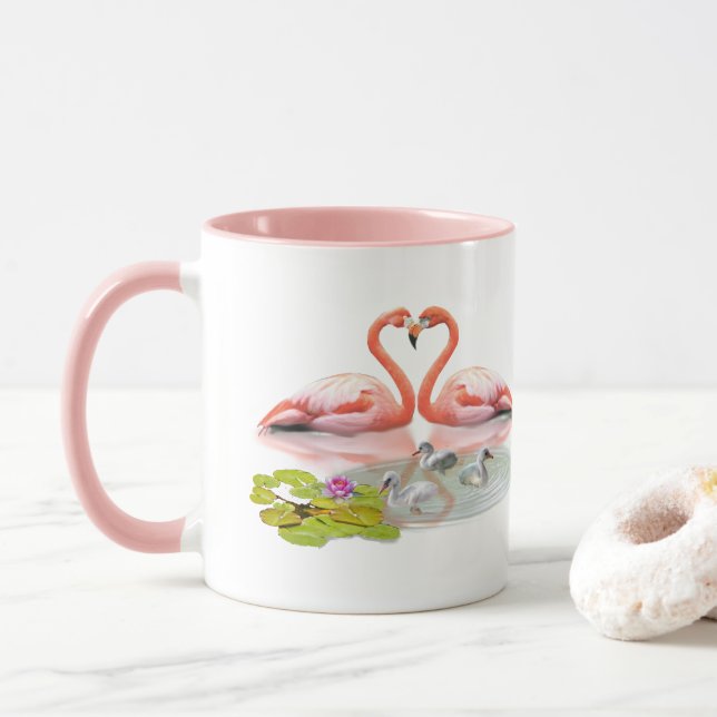 CANECA A FAMÍLIA DE FLAMINGOS (Com Donut)
