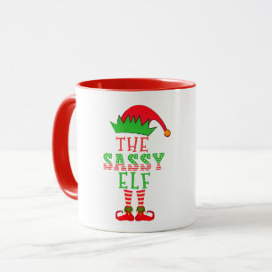 Caneca A Família de Natal Sassy Elf Matando Pajama