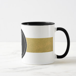 CANECA A FOLHA DOURADO LISTRA O MONOGRAMA PRETO DE %PIPE%