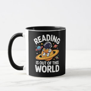 Caneca A Leitura é de Livros Engraçados Espaciais Fora de